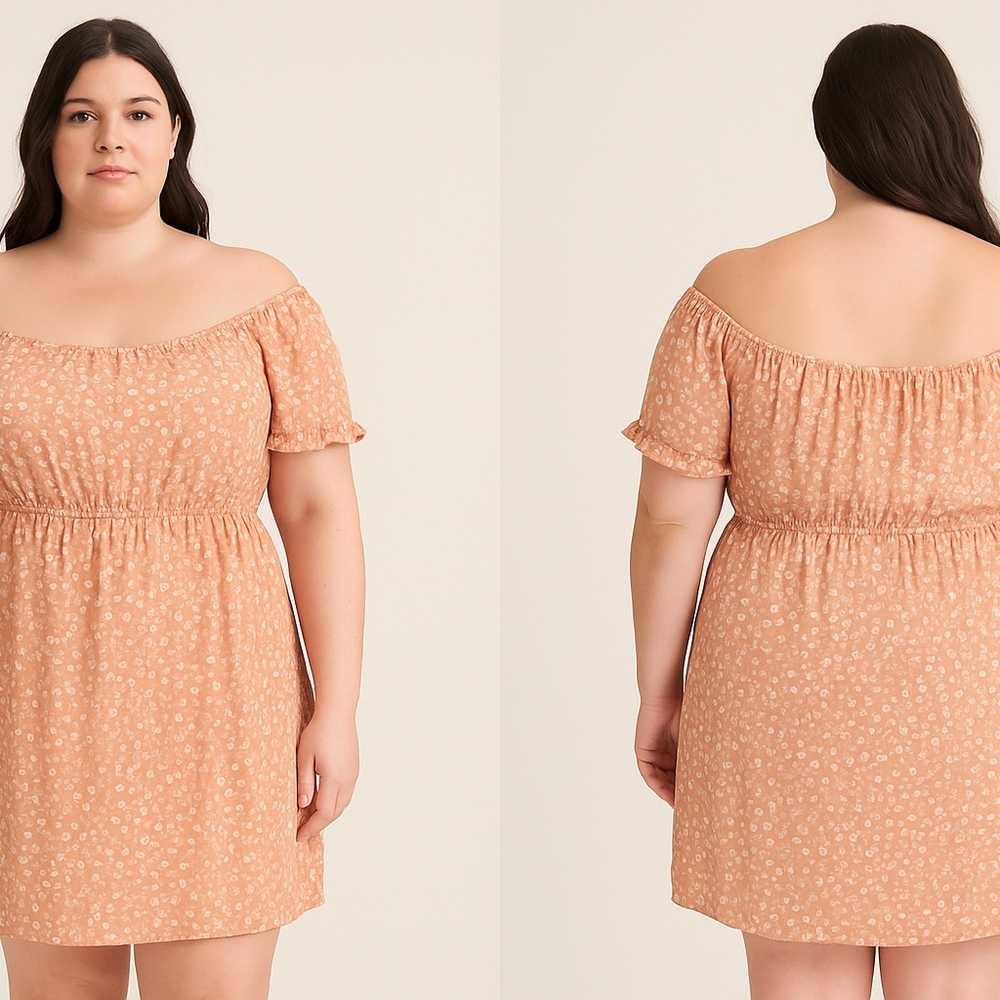 Liberty Love Off-Shoulder Floral Dress 1x Ditsy Feminine Country Girl